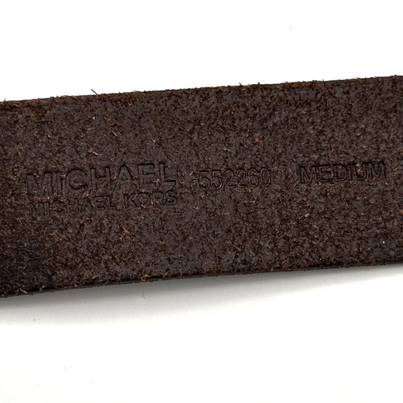 Michael Kors Brown Leather Belt Gold Buckle ~Womens Size Medium~ Equestrian Look - Picture 9 of 12